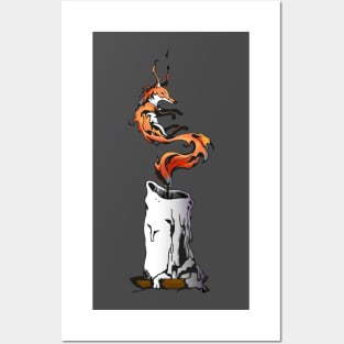 Candle Fire Fox (Black Version) Posters and Art